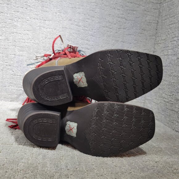 Twisted X Red White Blue Leather Veterans War Fringe Boot Womens Size 6, 7.5,8.5 - Picture 8 of 12